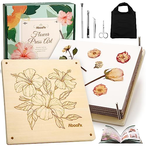 Aboofx Flower Press Kit, Craft Kits 11"x11" 10 Layers Wooden Flower Pressing Kit for Crafts Pressed Flowers &amp;amp; Plant Press for Valentine Diy Art, Preservation for Bookmark Frame Wedding Flowers Drying