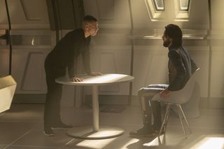 Culber confronts Tyler (Shazad Latif), whose inner Klingon, Voq, killed Culber last season.
