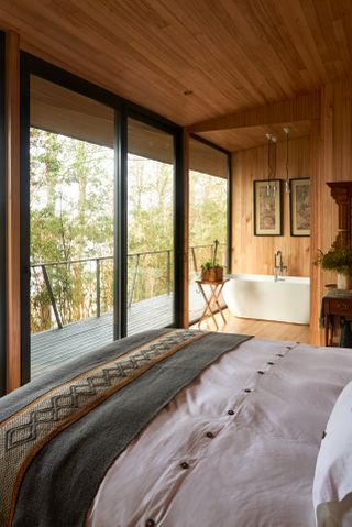 Bedroom with sliding glass door