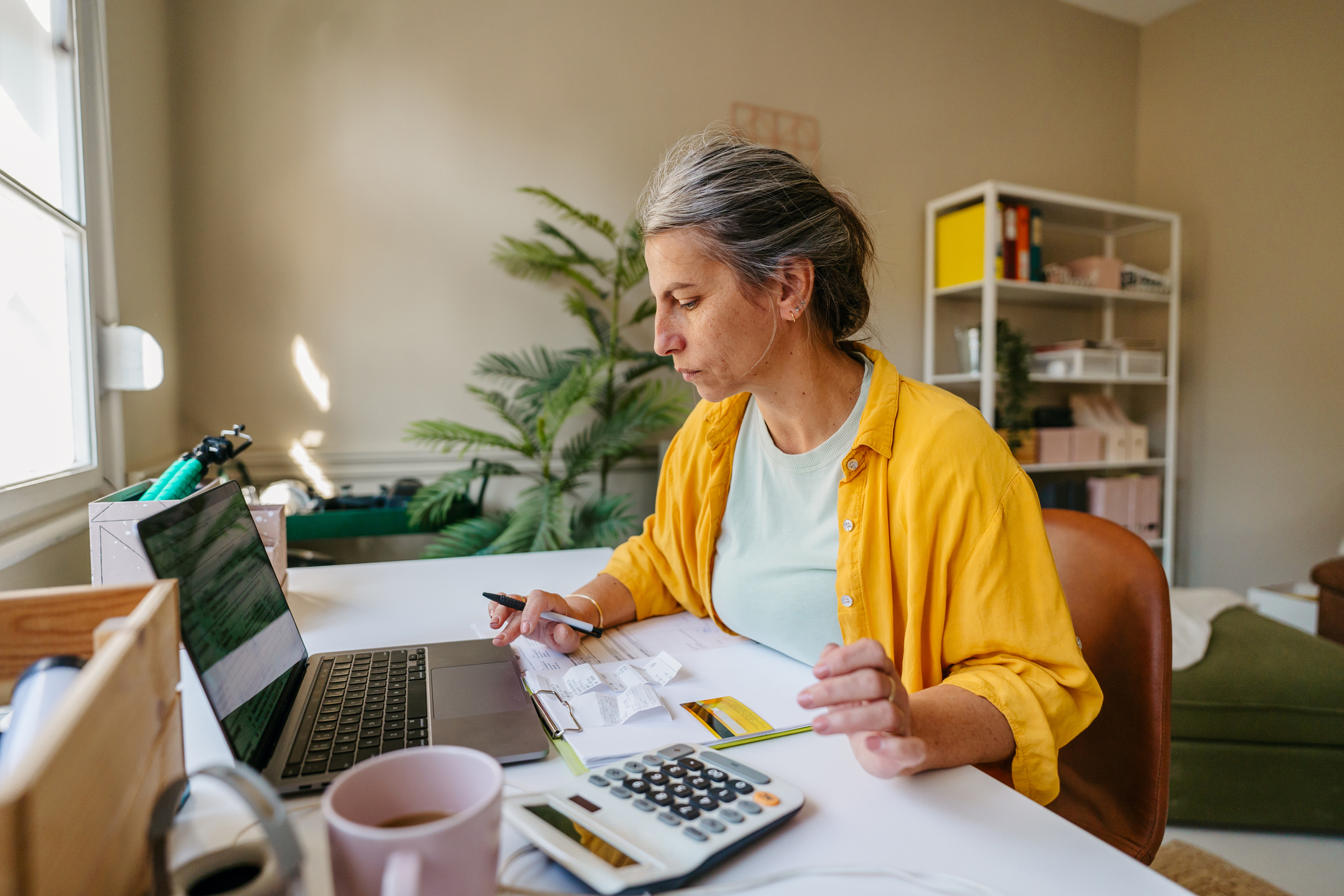 Woman managing her personal finances