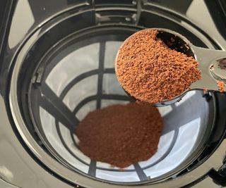 Coffee grounds in the brewing Instant Infusion Brew basket