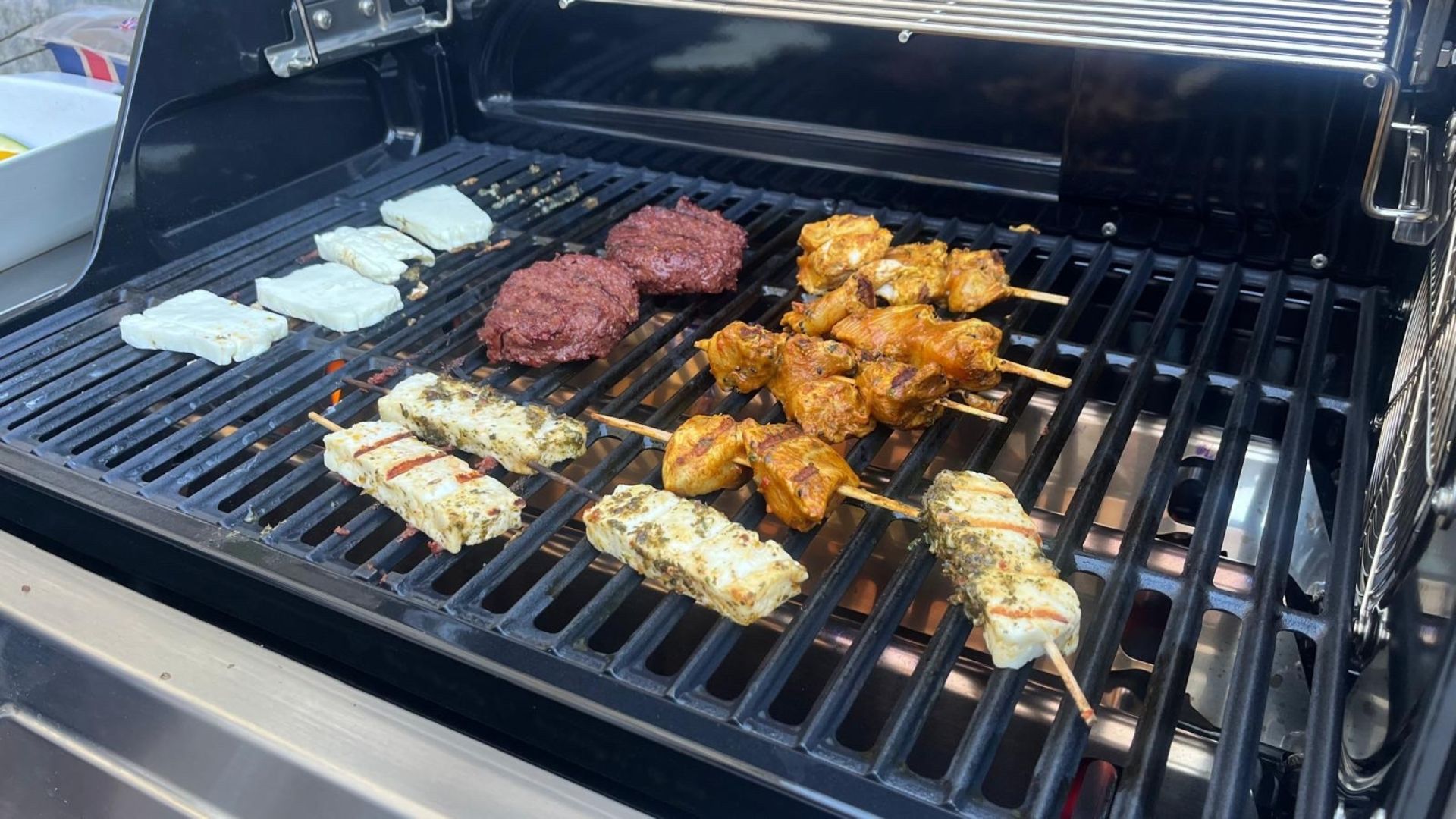 Testing the Ninja FlexFlame Gas BBQ Grill, showing different foods
