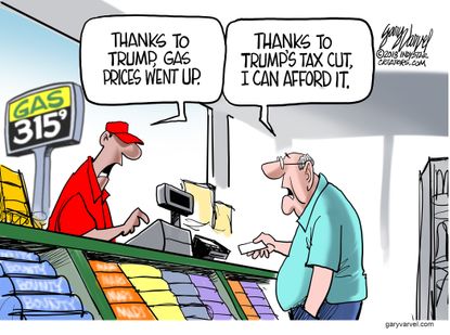 Political cartoon U.S. Trump tax cut gas prices