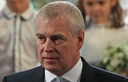 Prince Andrew, Duke of York at the wedding of his daughter Princess Eugenie