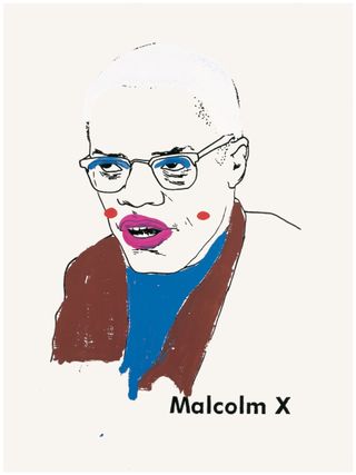 Glenn Ligon, Malcolm X (Version 1)2000, Vinyl-based paint, silkscreen ink and gesso on canvas Andy Warhol