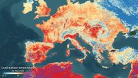 a map of europe colored in reds and yellows