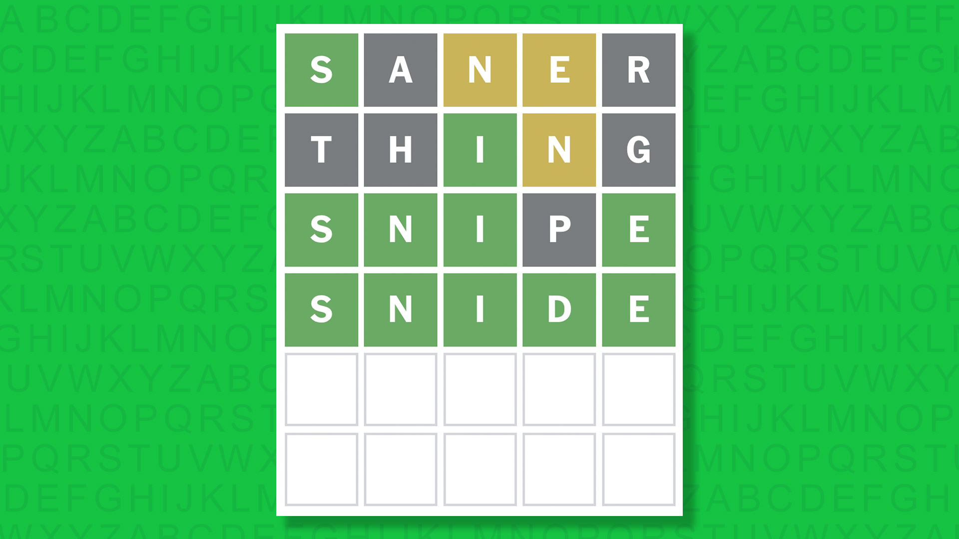 NYT Wordle answer for game 1634 on a green background