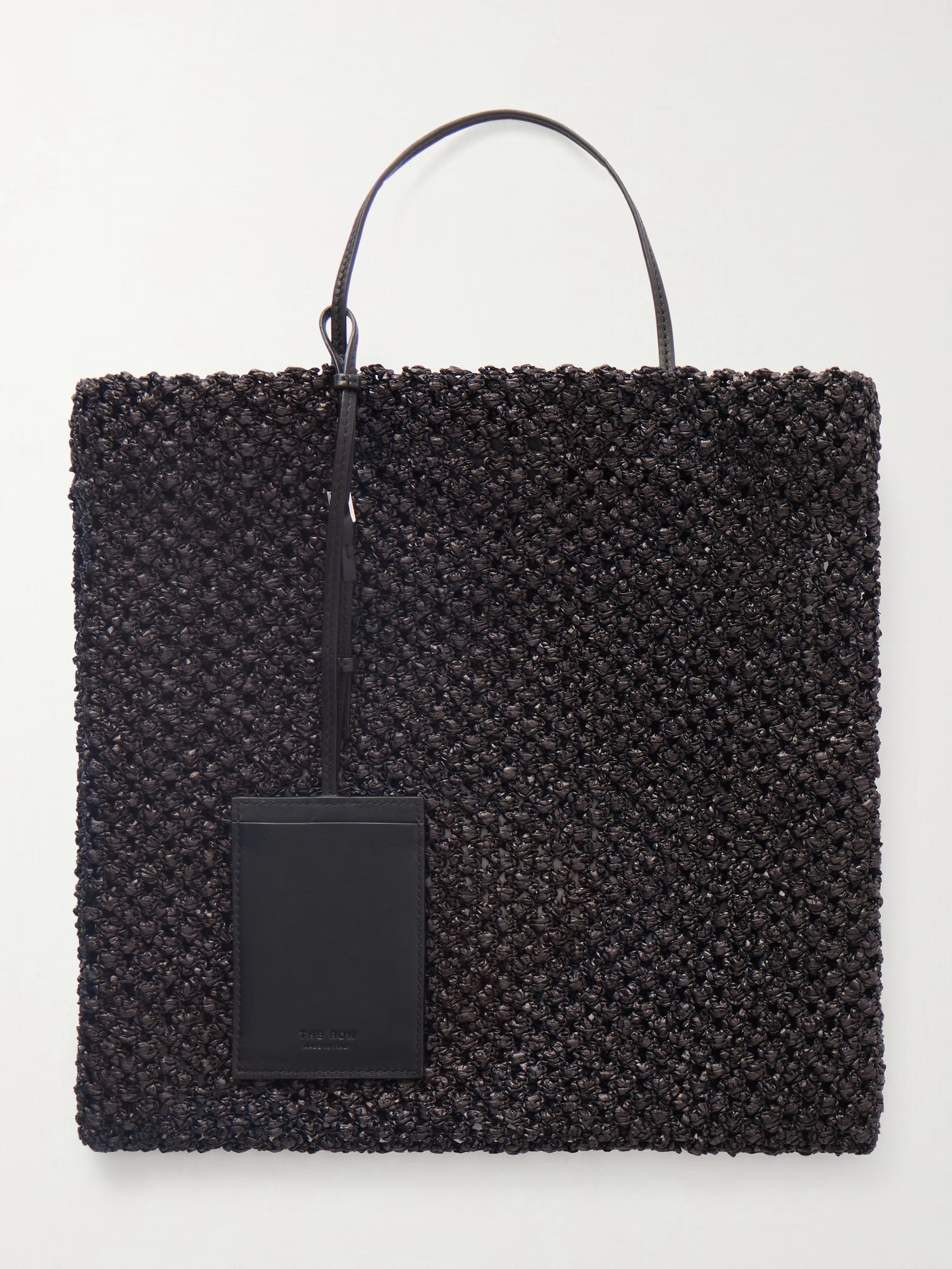 Row, Barn Mini Leather Trimmed Knitted Raffia Tote