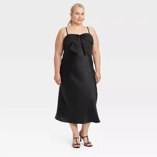 Women's Bow Midi Shift Dress - a New Day™ Black 2x