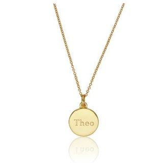 Gold Small Round Engraved Disc Necklace