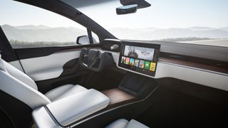 Tesla model x plaid infotainment screen and interior