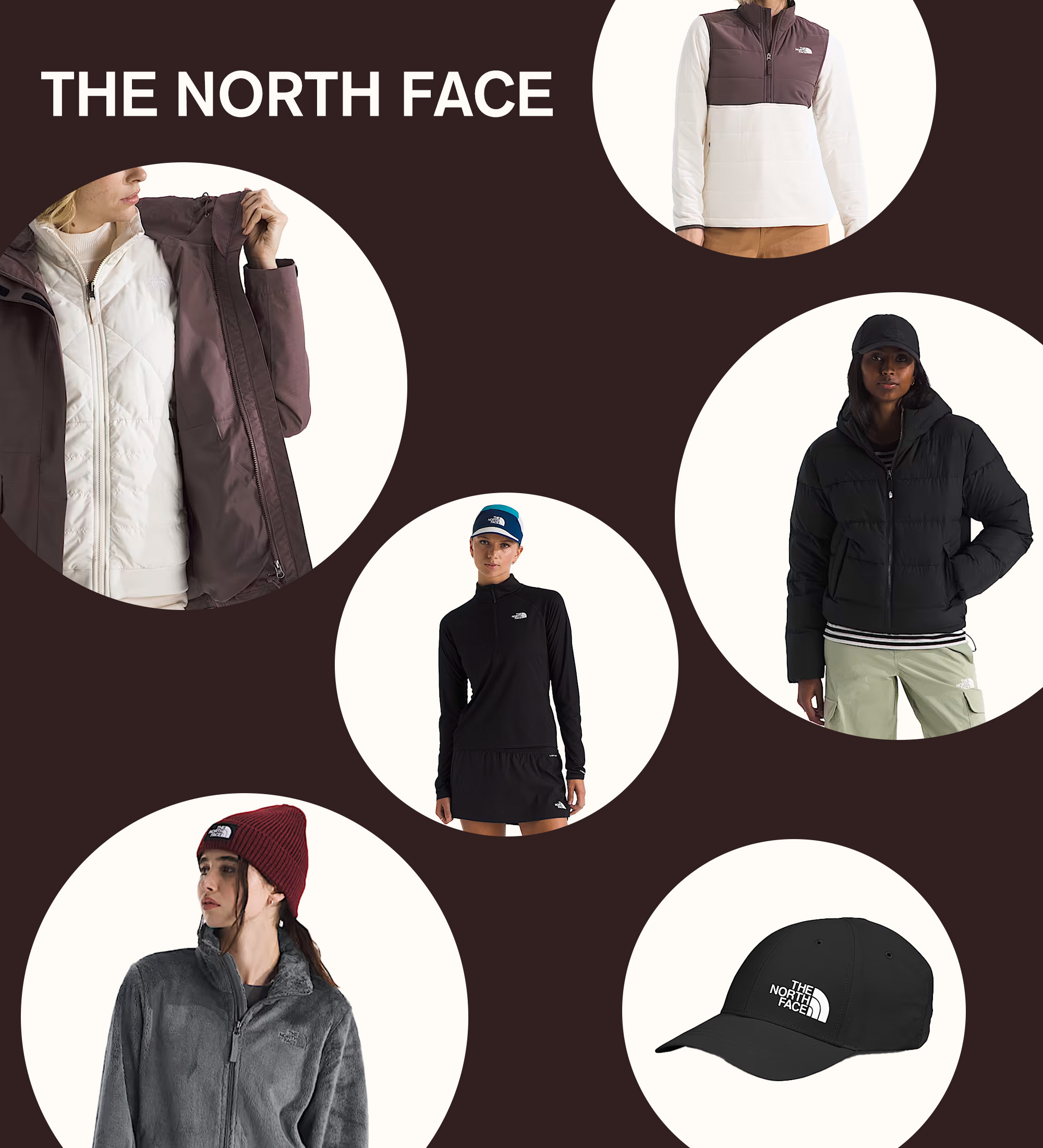 Collage of The North Face products