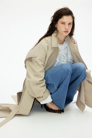 Slit-Hem Trench Coat