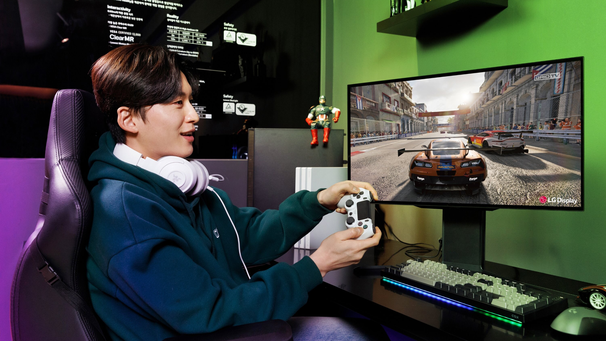 Man playing games on LG gaming monitor