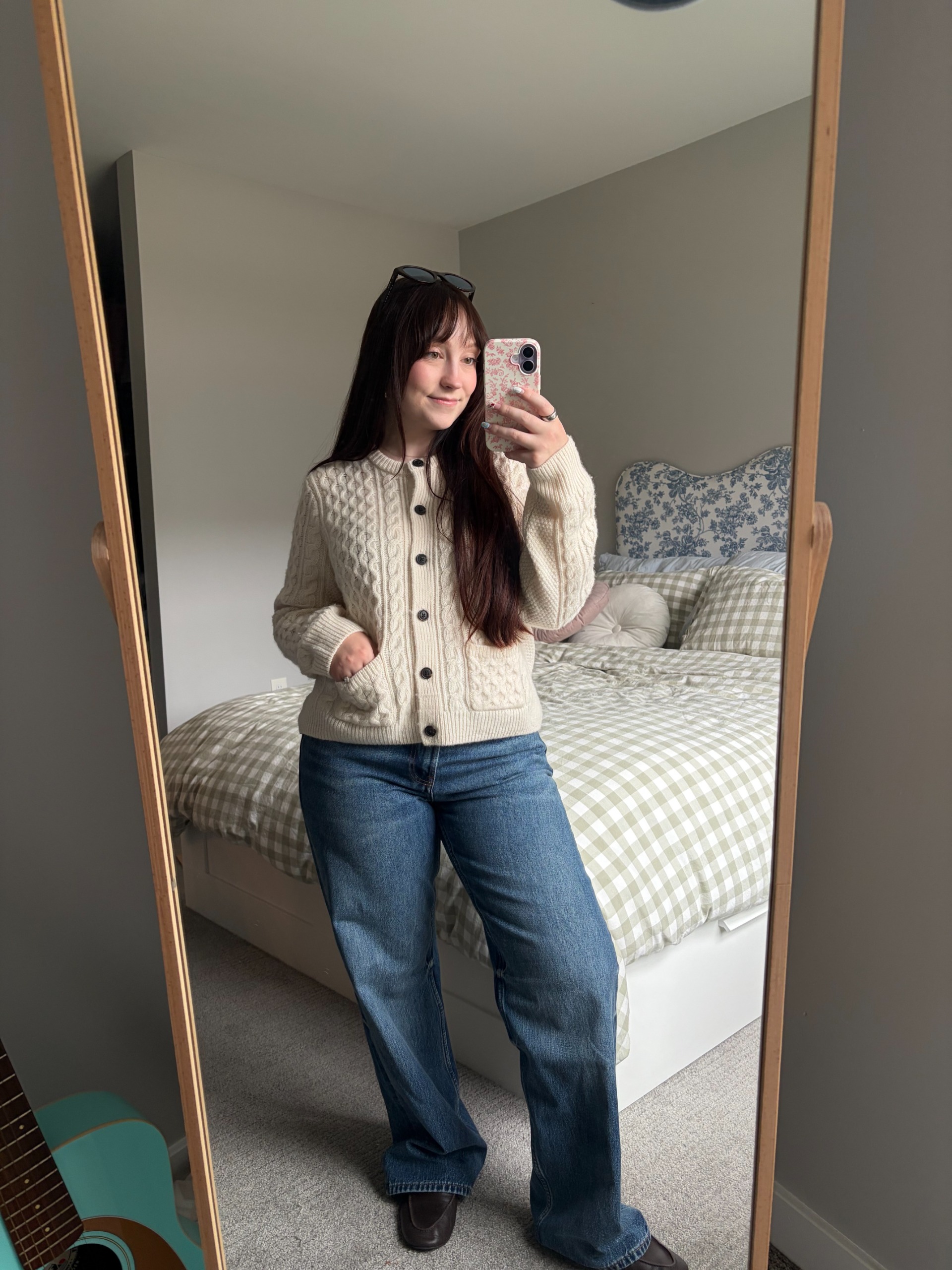Meguire Hennes wearing the Gap x A.P.C fashion collaboration for fall