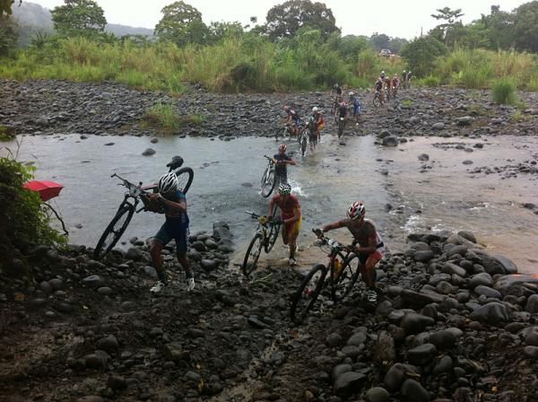 Even most of the top men had to run part of the stream crossing