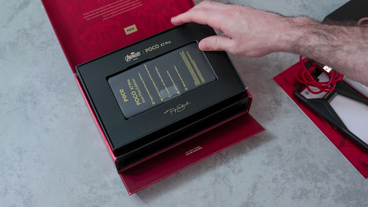 A photo of the Poco X7 Pro Iron Man Edition