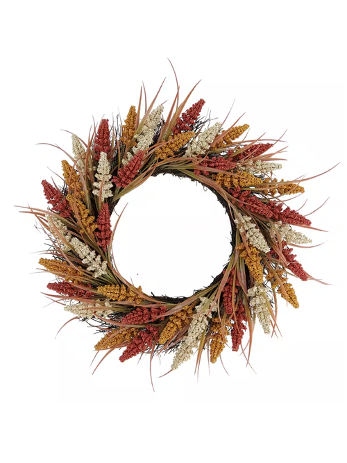  Burnt Orange & Yellow Heather Wreath