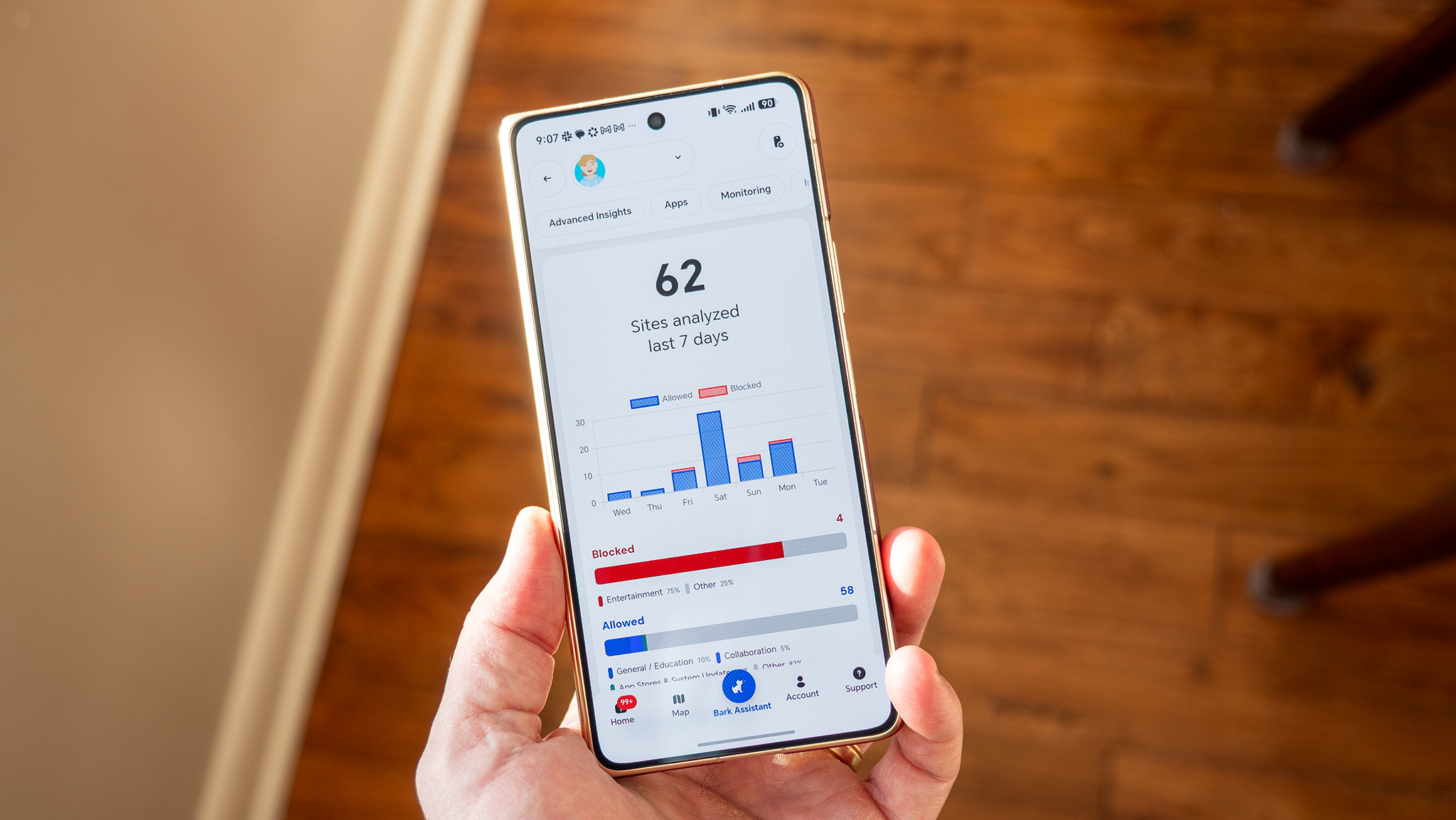 The Bark App's home screen