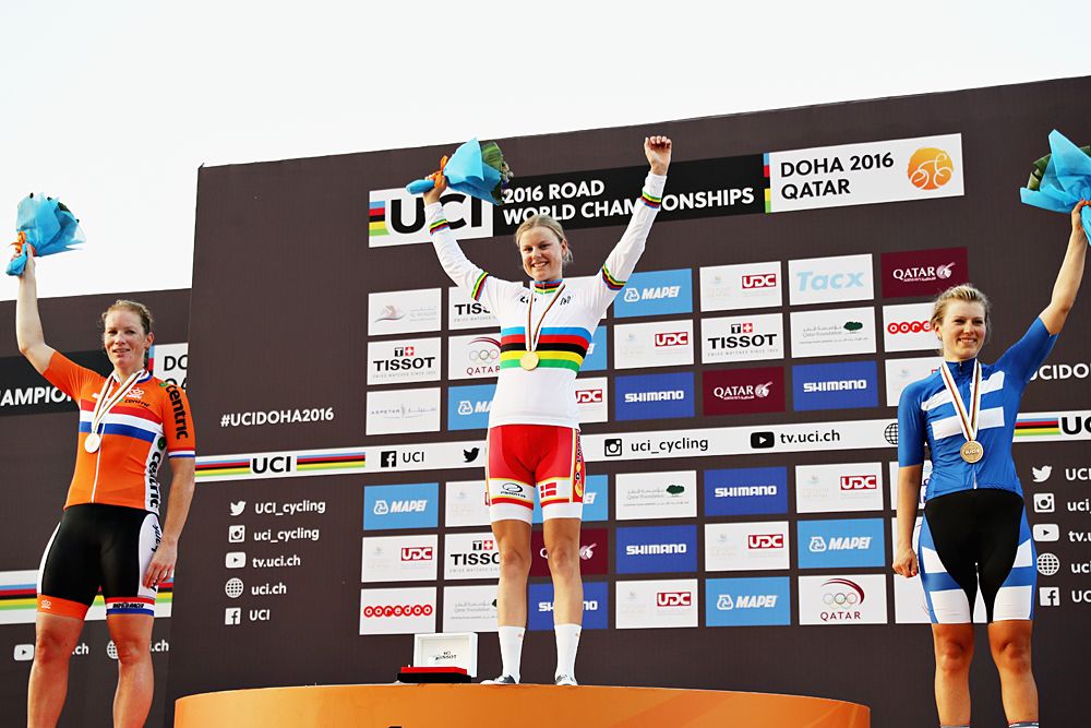 Amalie Dideriksen of Denmark won the elite women&rsquo;s road race at the World Championships