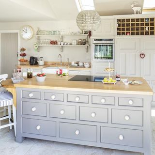 kitchen with grey cabinets