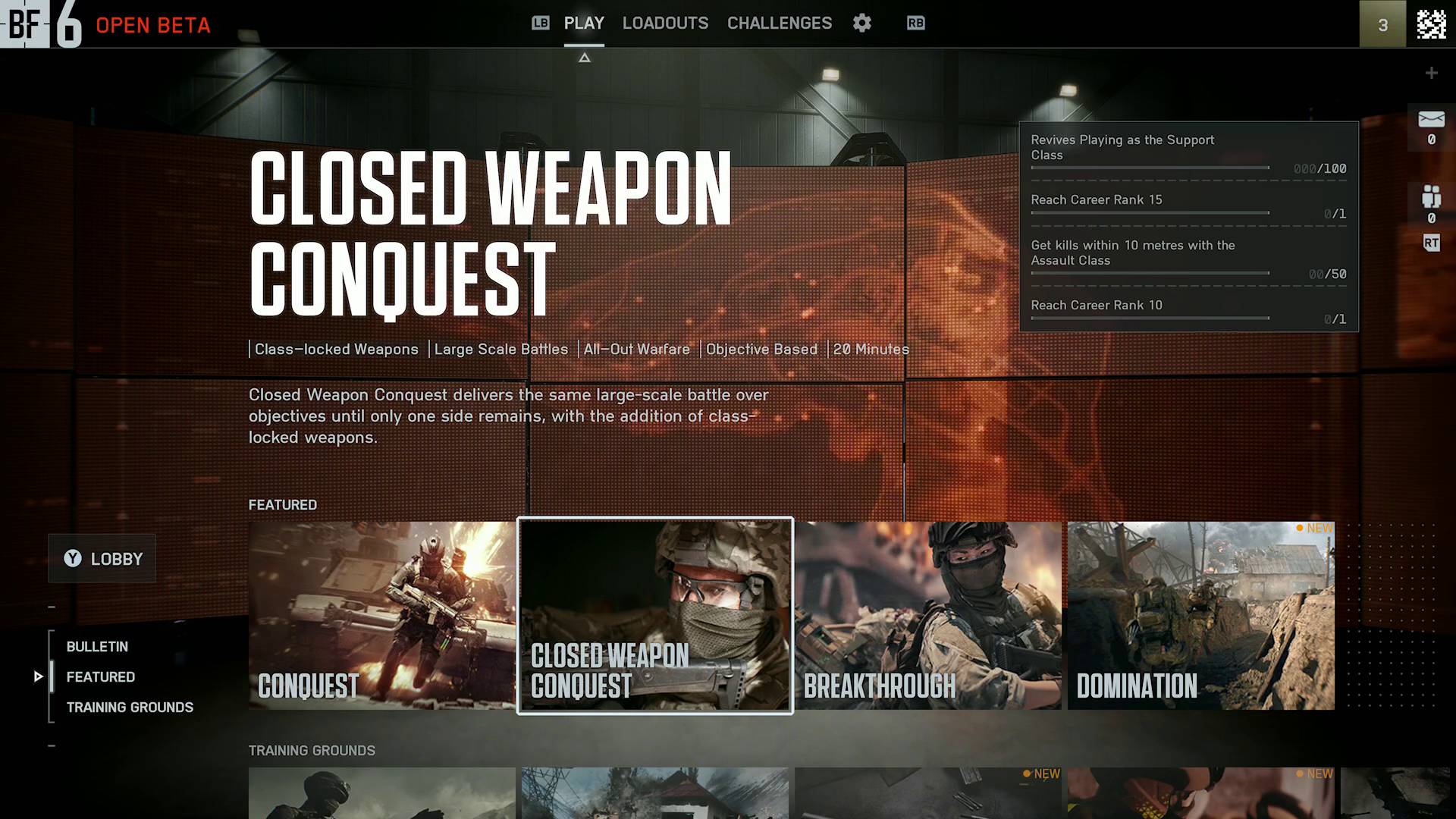Battlefield 6 server browser matchmaking mode options