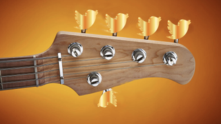 Bass headstock with twitter logo tuning pegs