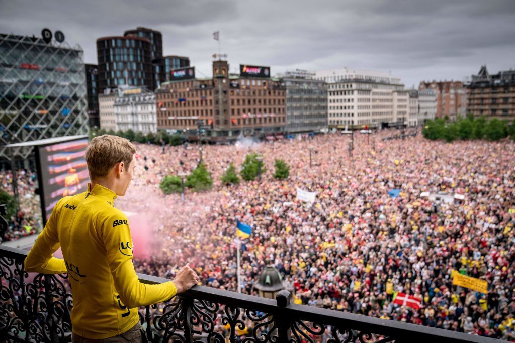Jonas Vingegaard - the Tour de France 2022 champion - is welcomed back to Denmark in a huge celebration in Copenhagen