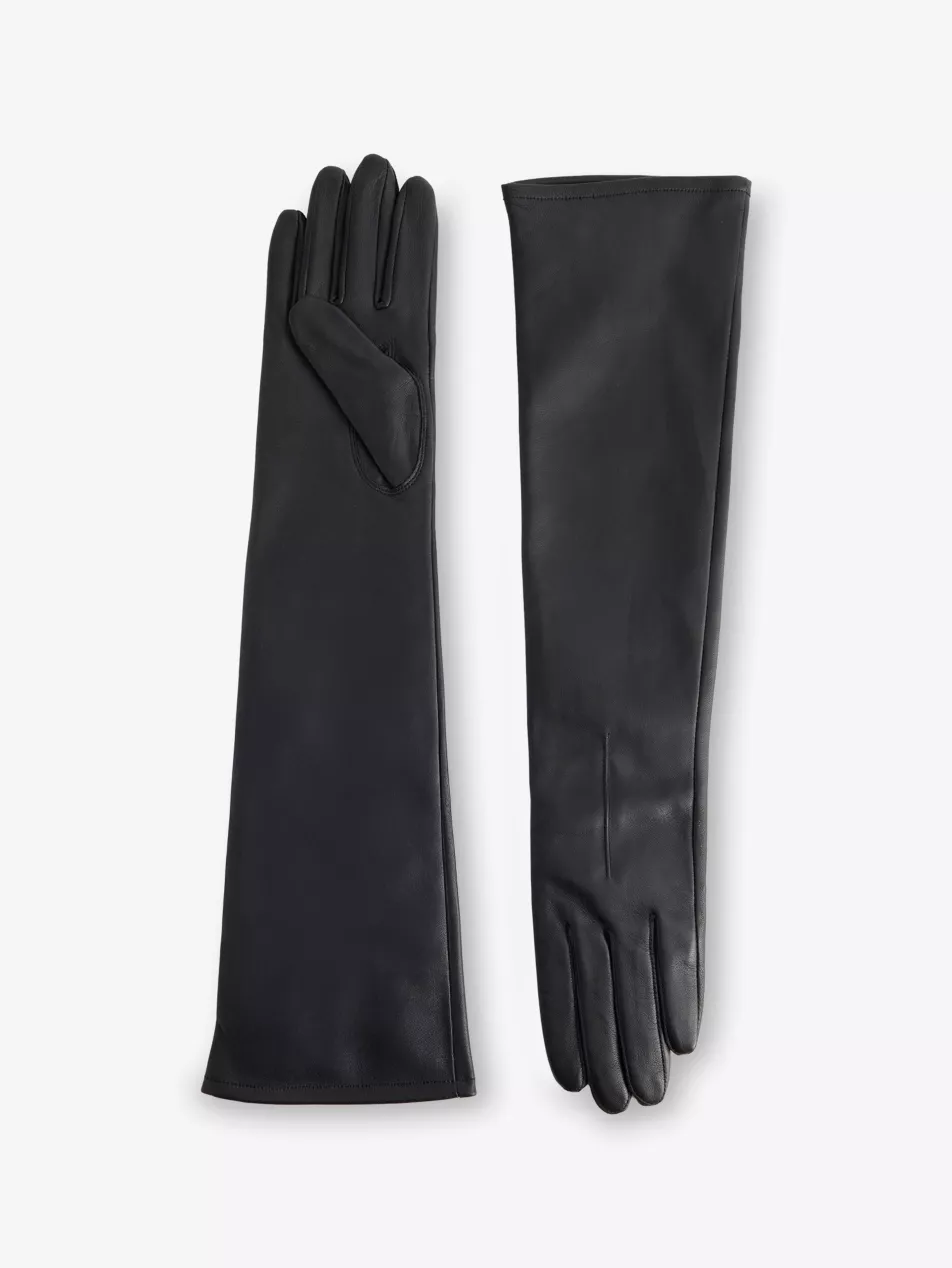Black leather gloves