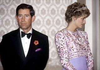 A close-up of Prince Charles and Princess Diana