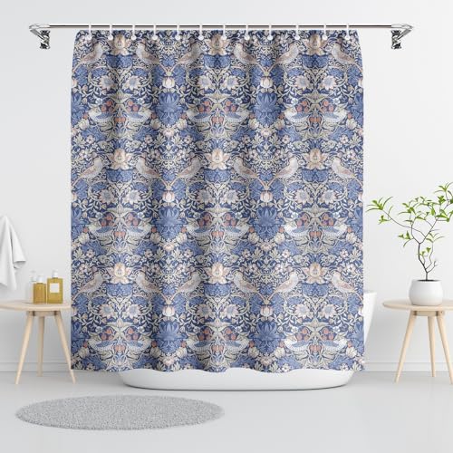 Boho Flower Bird Shower Curtain,violet Color Shower Curtain Sets for Bathroom With 12 Hooks,vintage Chic Decorative Curtain for Women Girls Waterproof Bathroom Curtain,72 X 72 Inch