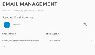 Domain.com's email management menu within its user interface