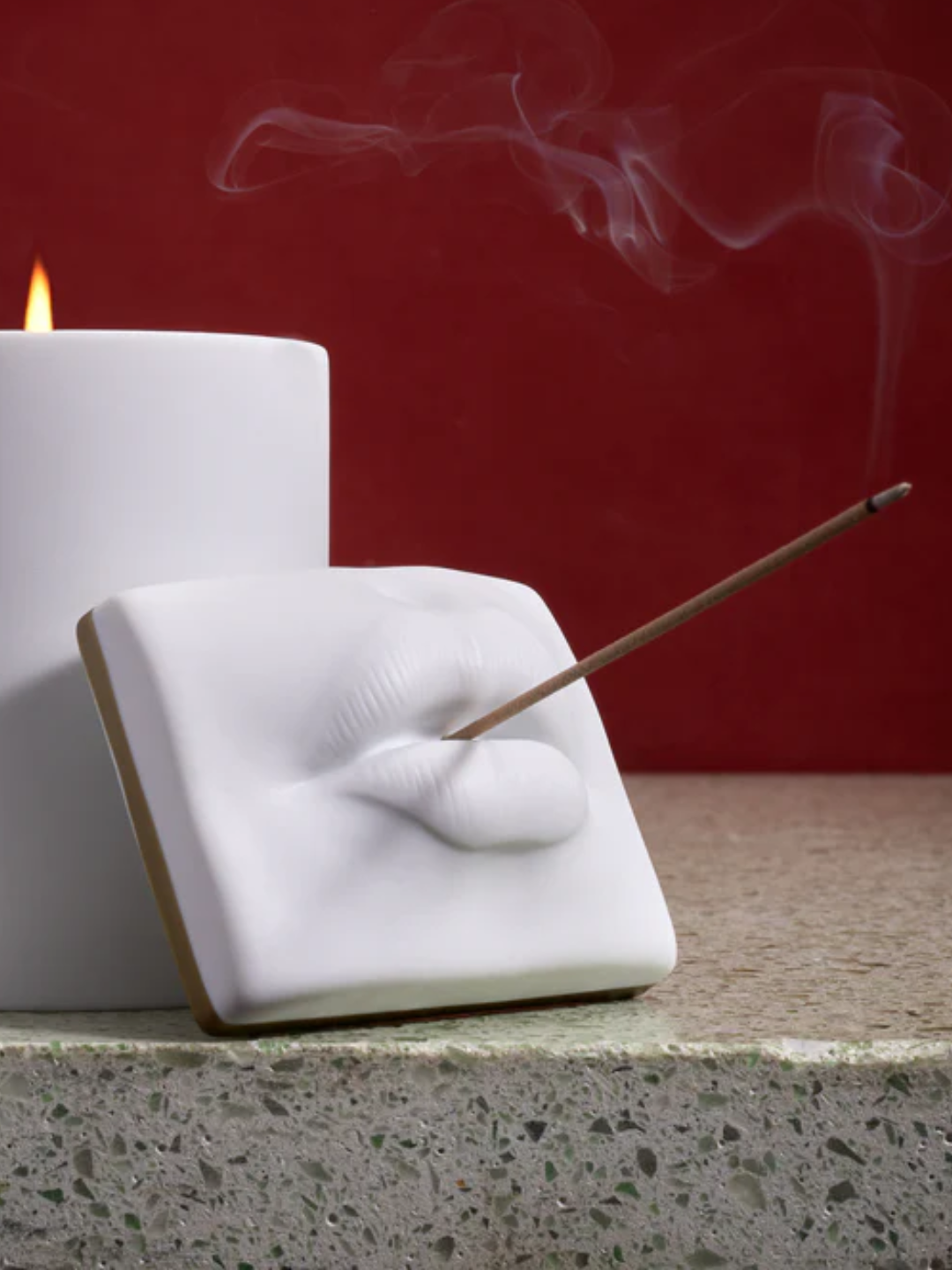 A porcelain mouth-shaped incense holder from L'Objet