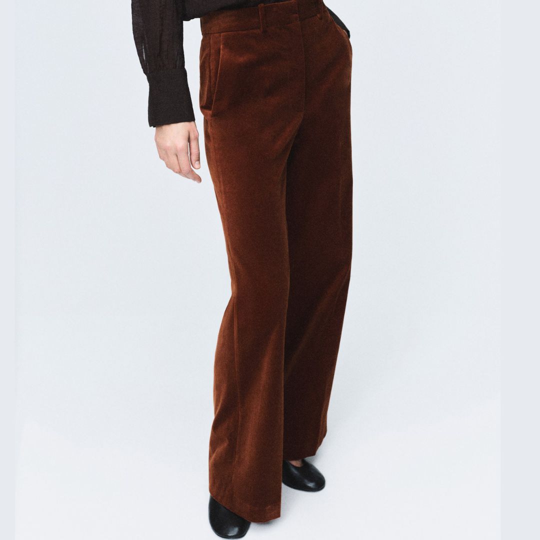 Mango Burnt Orange Velvet Trousers