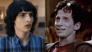 Finn Wolfhard looking worried in Stranger Things Season 4, Seth Green dead and loving it with a beer bottle drove in his forehead in Idle Hands.