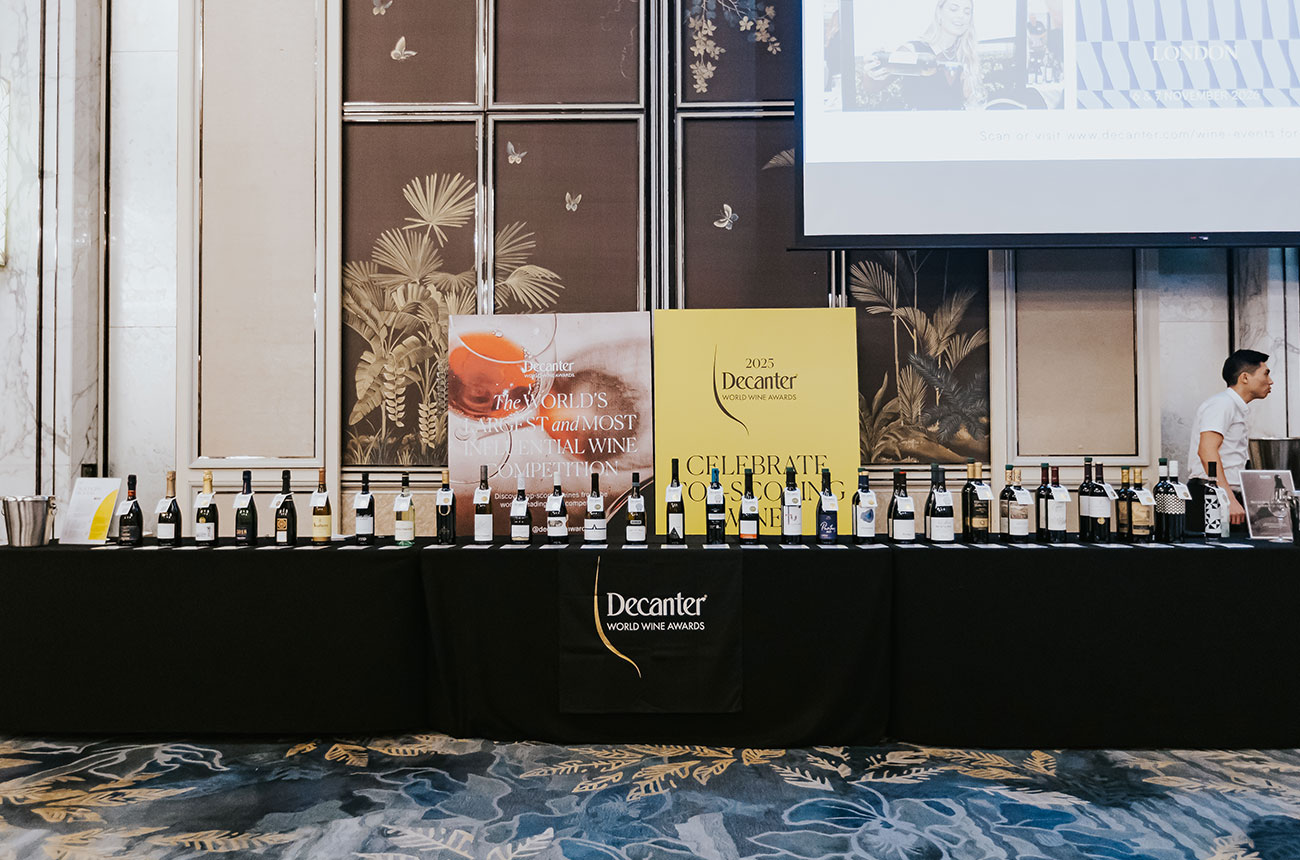 DWWA winners' table at Singapore Fine Wine Encounter