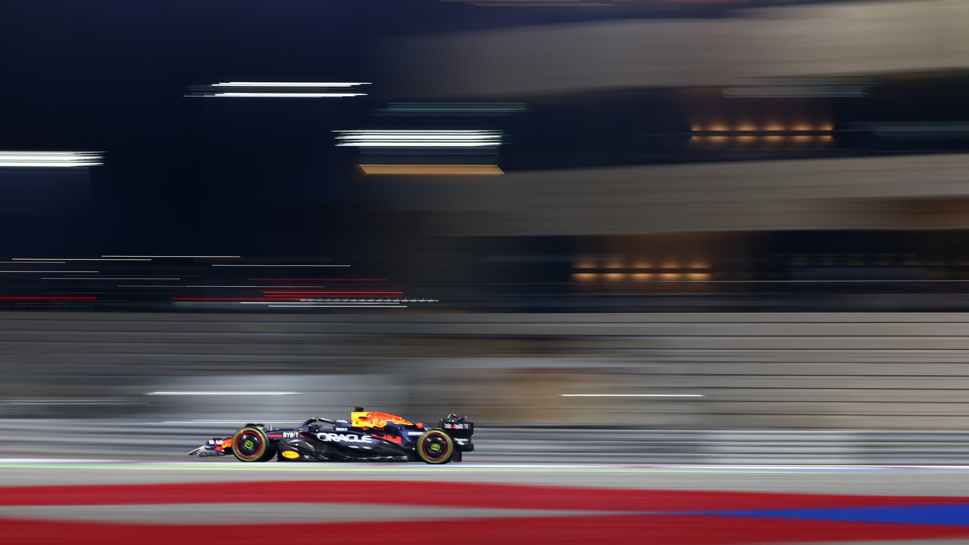 The Red Bull of Max Verstappen racing to victory at the Qatar Grand Prix in 2024