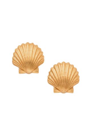 Jennifer Behr shell Mar Gold-Tone Earrings on white background