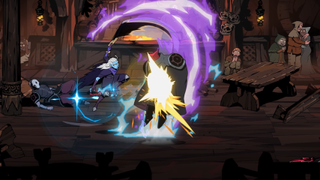 absolum screenshot showing characters fighting in a beat 'em up style