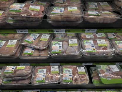 Meat on supermarket shelves