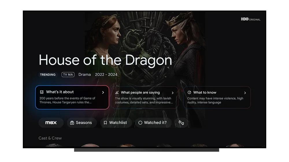 Google TV Streamer user interface 