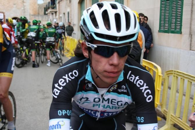Rigoberto Uran (Omega Pharma Quick Step) crosses the line