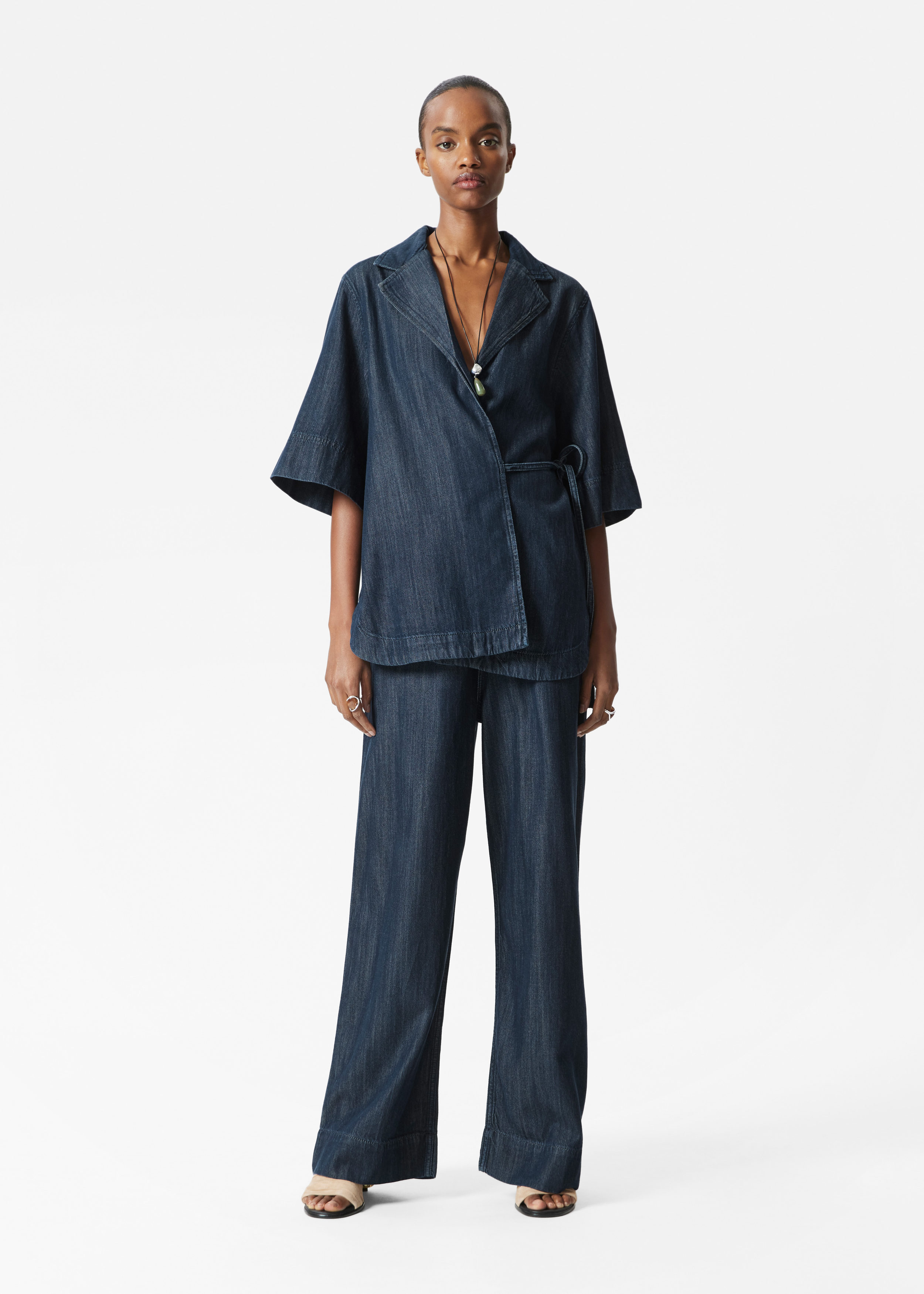Wide-Leg Drawstring Jeans