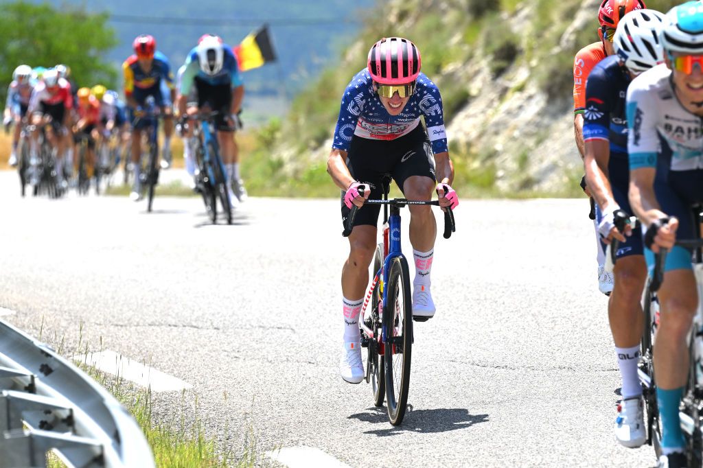 SUPERDEVOLUY LE DEVOLUY FRANCE JULY 17 Sean Quinn of The United States and Team EF Education EasyPost compete during the 111th Tour de France 2024 Stage 17 a 1778km stage from SaintPaulTroisChateaux to Superdevoluy 1500m UCIWT on July 17 2024 in Superdevoluy Le Devoluy France Photo by Tim de WaeleGetty Images