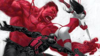 Red Hulk, Elektra and Agent Venom on Thunderbolts #1 cover
