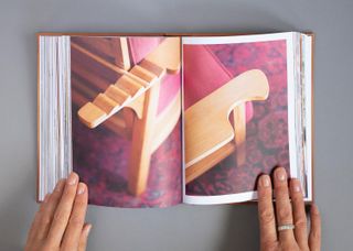 Detail photograph of chair inside open book