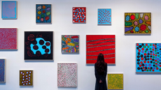 Paintings at Yayoi Kusama’s fourteenth solo exhibition with Victoria Miro gallery.