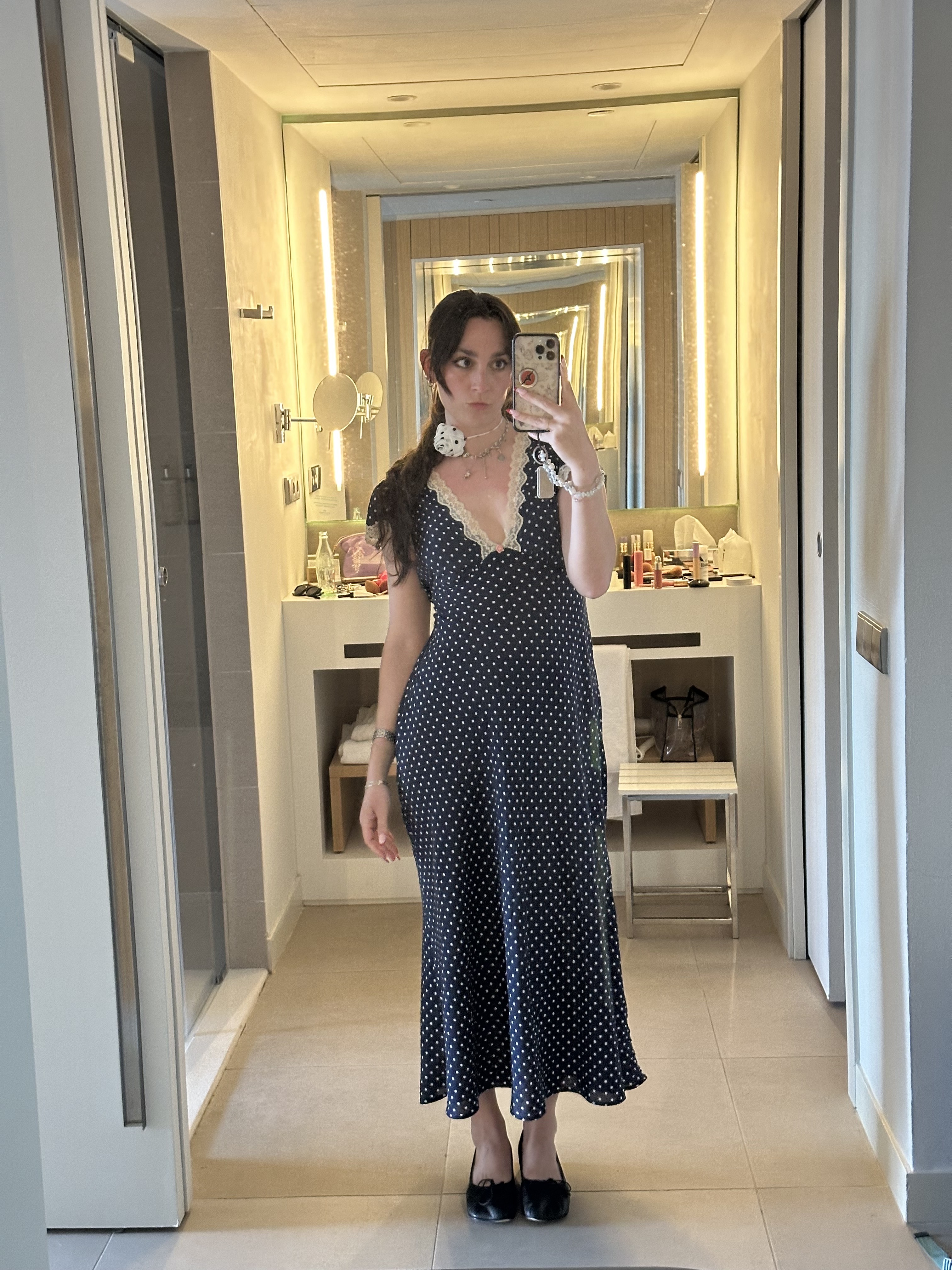 Polka dot dress selfie