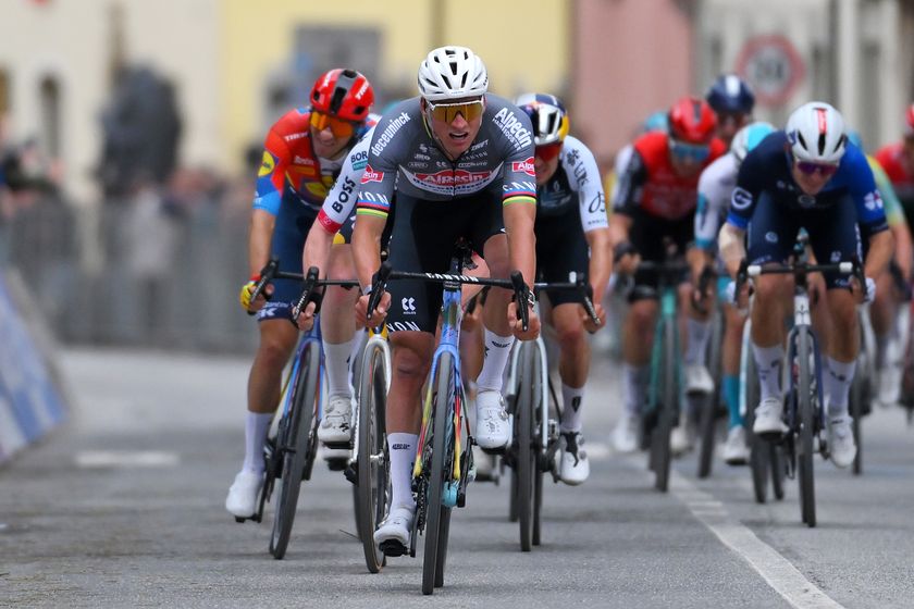 Mathieu van der Poel finished stage 5 of Tirreno-Adriatico in second, only losing out to a solo breakaway rider 