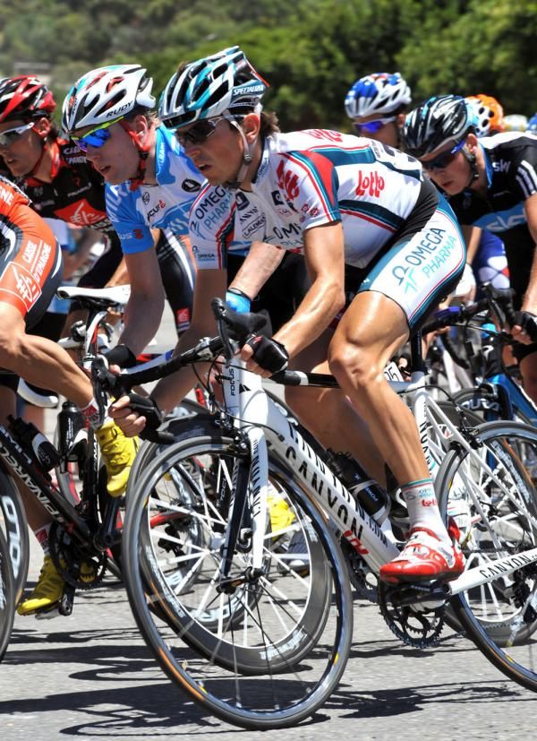 Jurgen Van Goolen (Omega Pharma-Lotto) corners during stage one